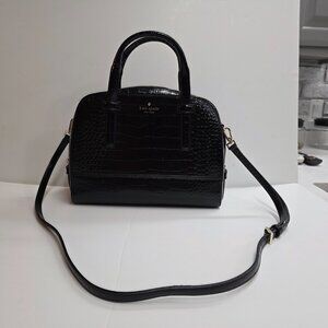 Kate Spade Riverside Street Exotic Black Felix Embossed Leather Shoulder Bag